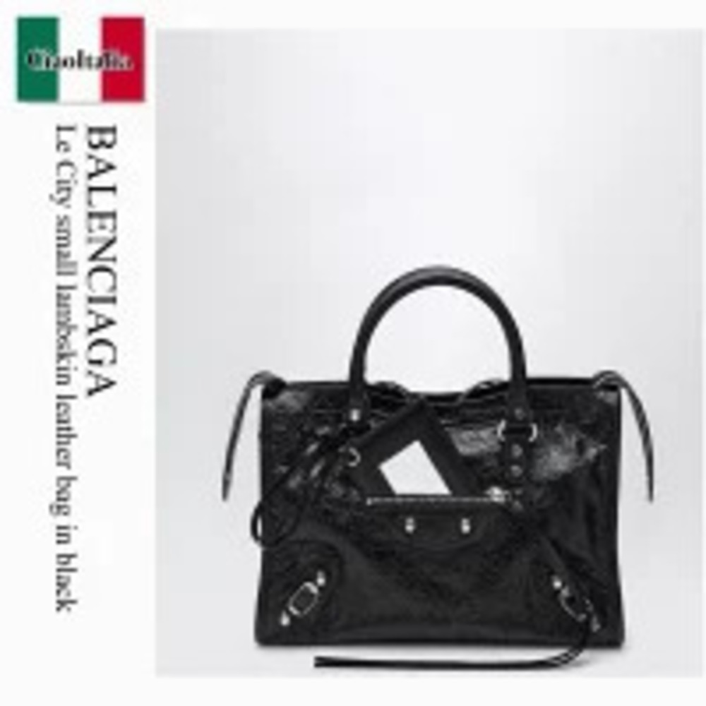 Balenciaga Bag Handbag Le City Lambskin Leather Black